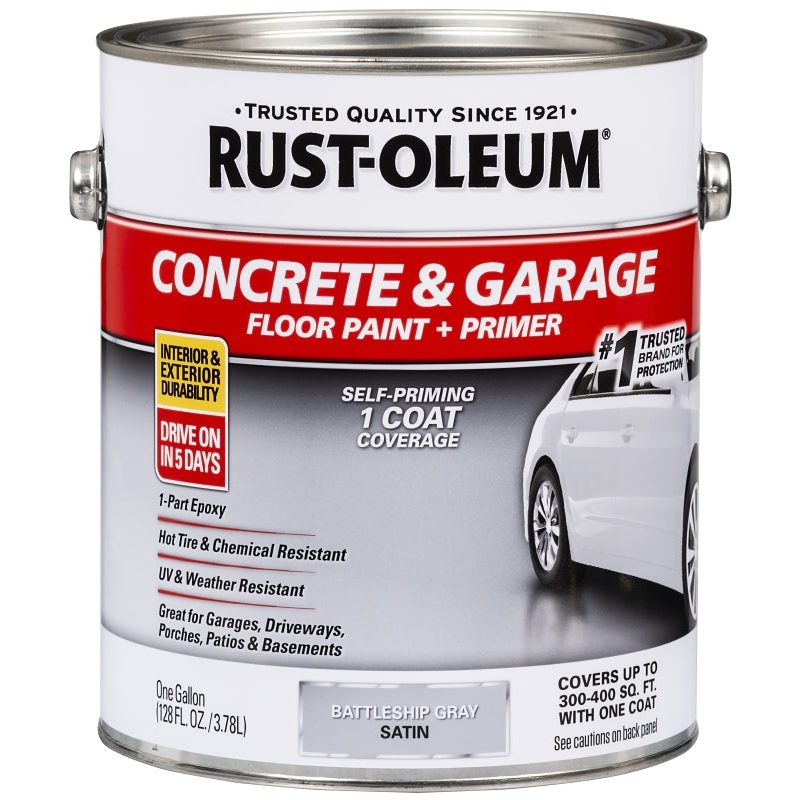 Rust-Oleum 225380 Porch and Floor Paint, Water, Satin, Battleship Gray, 1 gal, Can, 300 to 400 sq-ft/gal Coverage Area, Pack of 2