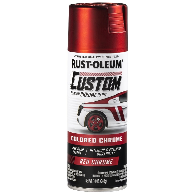 Rust-Oleum 340561 Premium Custom Paint, Chrome, Red, 10 oz, Aerosol Can