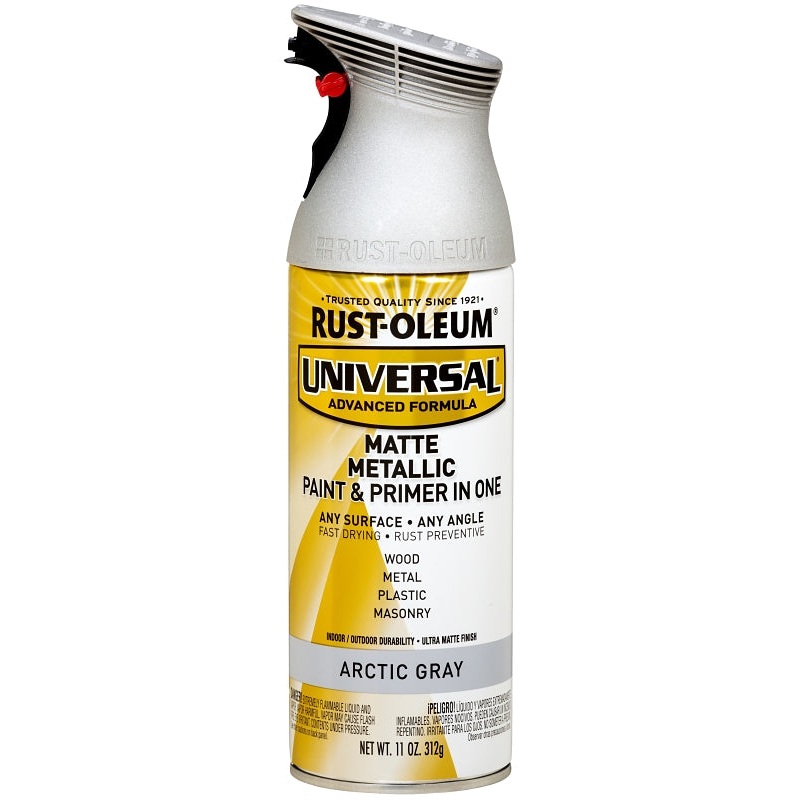 Rust-Oleum 365358 Paint, Matte, Metallic, Artic Gray, 11 oz, Aerosol Can