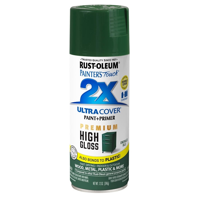 Rust-Oleum 366989 General-Purpose Paint, High-Gloss, Emerald Isle, 12 oz, Aerosol Can
