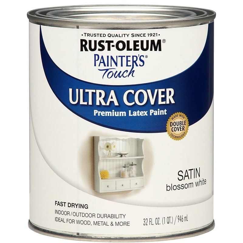 RUST-OLEUM PAINTER’S Touch 267330 Brush-On Paint, Satin, Blossom White, 1 qt