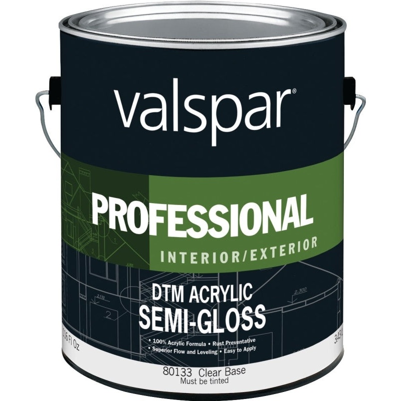Valspar 045.0080133.007 DTM Acrylic Enamel Paint, Semi-Gloss Sheen, Clear, 1 gal, Pail, Pack of 4