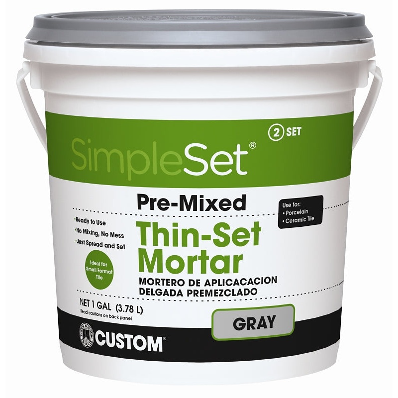 Custom CTTSG1-2 Thin-Set Mortar, Gray, Paste, 1 gal, Pail, Pack of 2