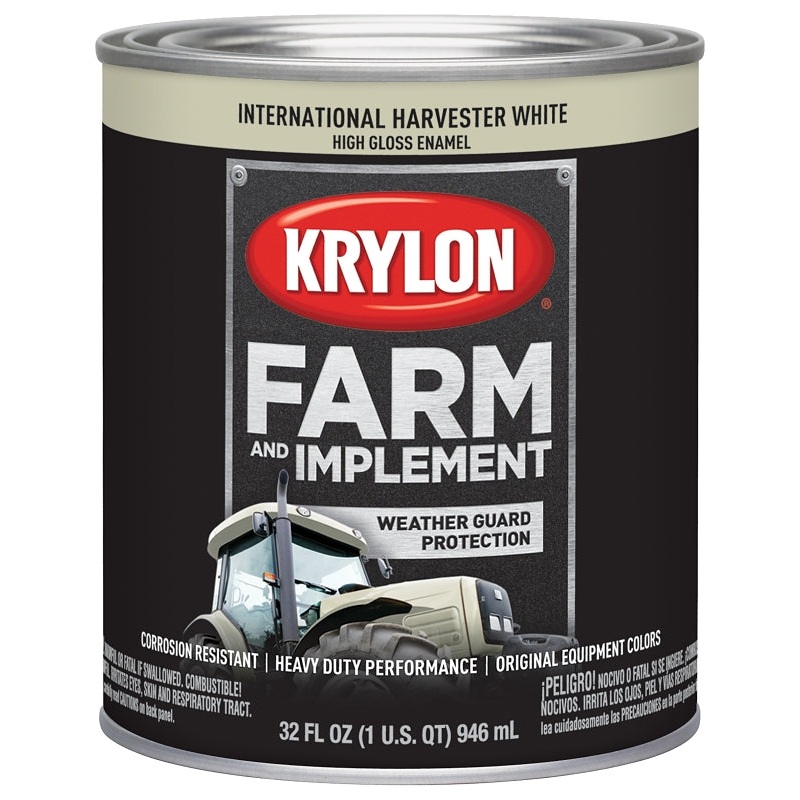Krylon K02034000 Farm Equipment Paint, High-Gloss Sheen, International Harvester White, 1 qt, Pack of 2