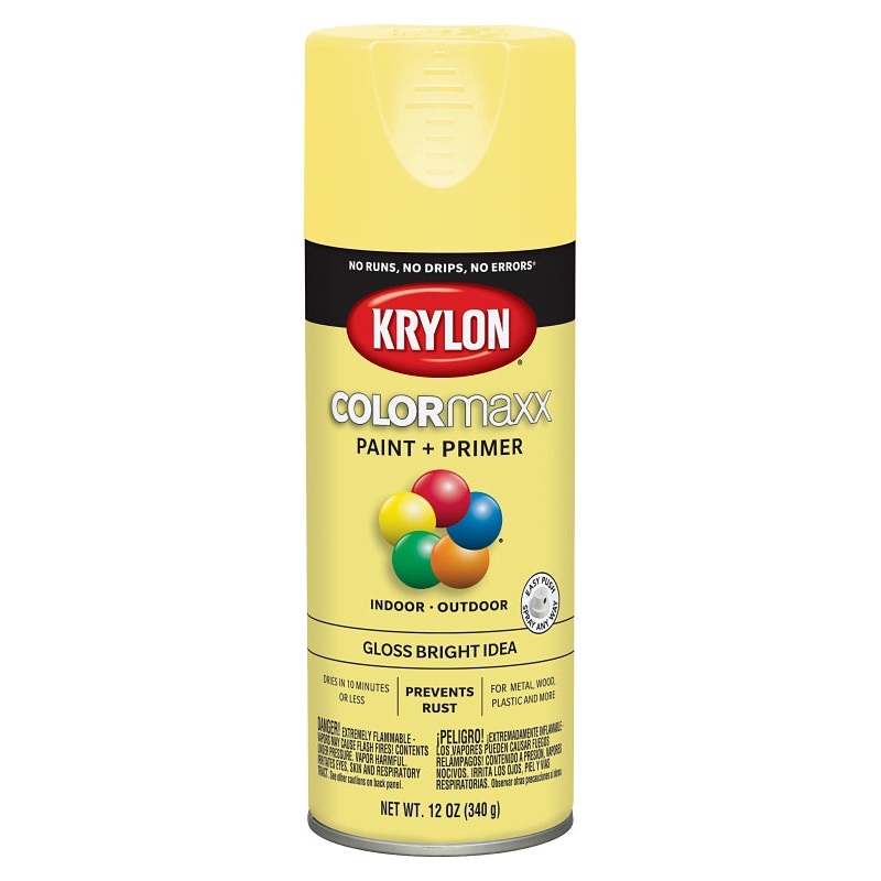 Krylon K05507007 Enamel Spray Paint, Gloss, Bright Idea, 12 oz, Can