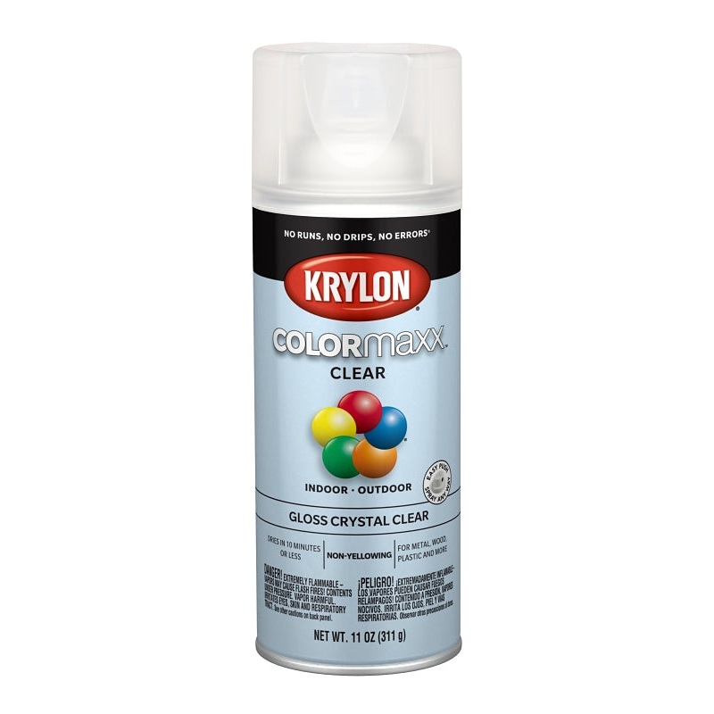 Krylon K05515007 Enamel Spray Paint, Gloss, Clear, 11 oz, Can