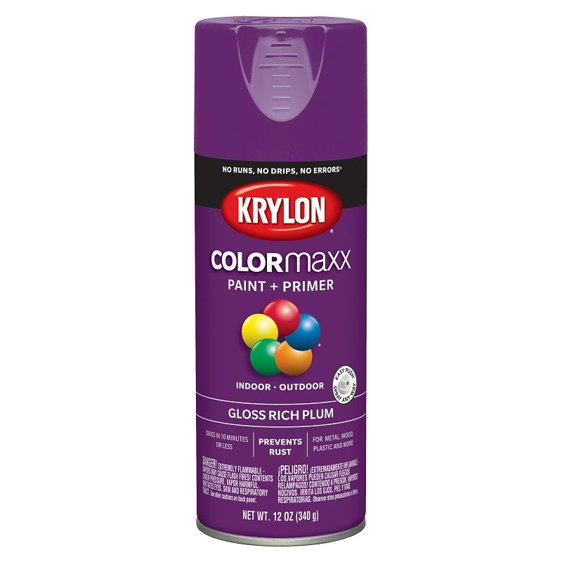 Krylon K05536007 Enamel Spray Paint, Gloss, Plum, 12 oz, Can