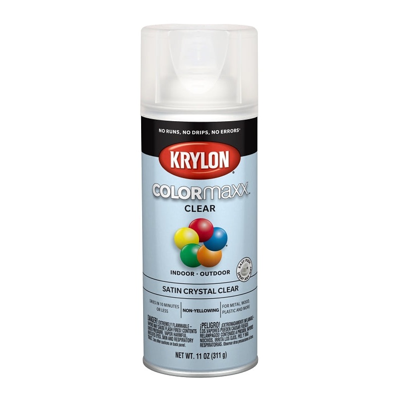 Krylon K05562007 Enamel Spray Paint, Satin, Crystal Clear, 11 oz, Can