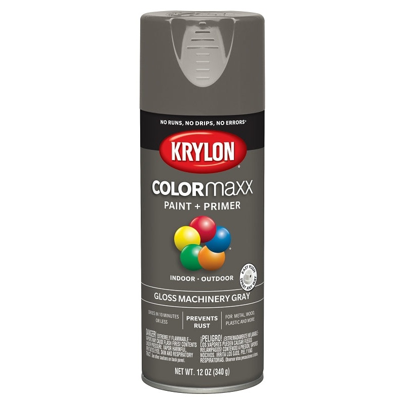Krylon K05599007 Enamel Spray Paint, Gloss, Machinery Gray, 12 oz, Can