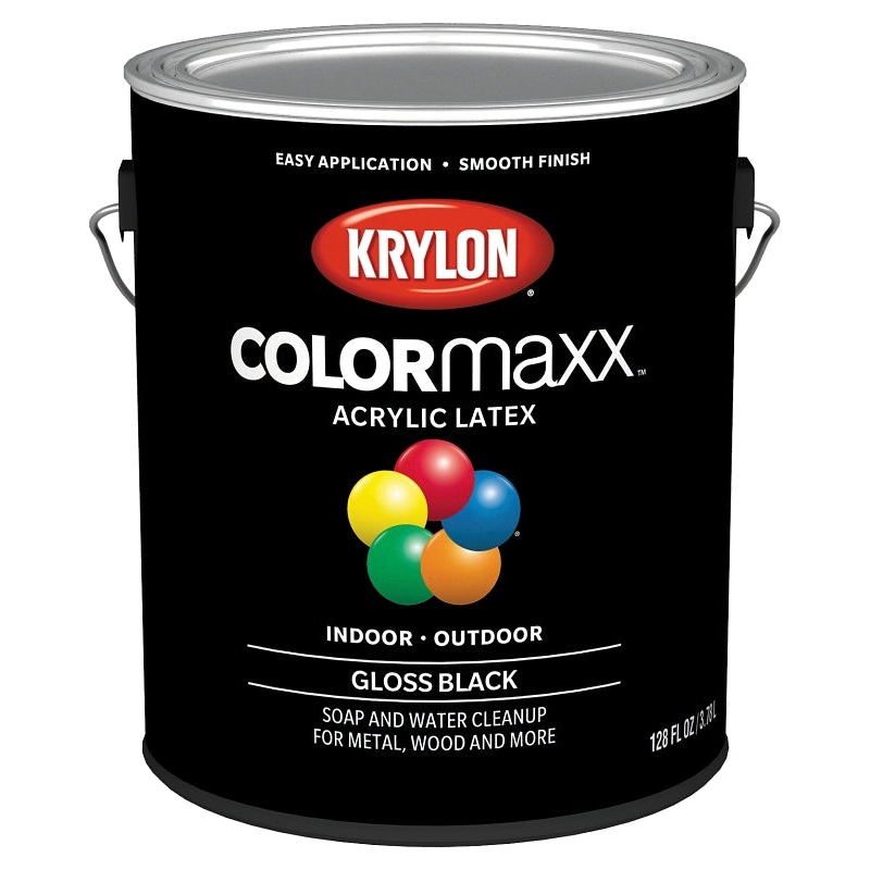 Krylon K05648007 Paint, Gloss, Black, 1 gal, Pack of 2