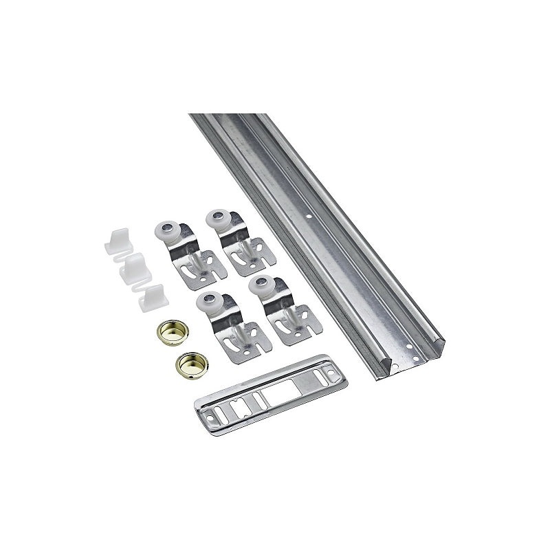 National Hardware N343-137 By-Passing Door Hardware, 72 in L Dimensions, Nylon/Steel, 3/4 to 1-3/8 in Thick Door