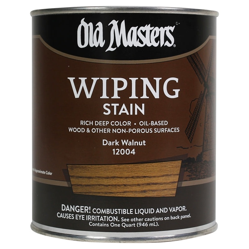 Old Masters 12004 Wiping Stain, Dark Walnut, Liquid, 1 qt, Can