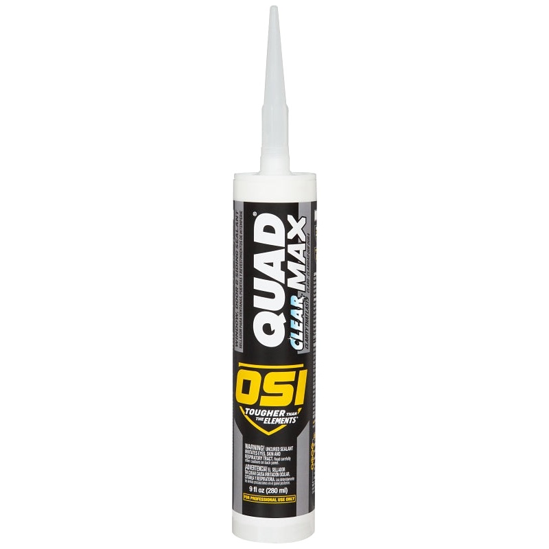 OSI QUAD MAX 2445634 Sealant, Clear, 24 to 72 hr Curing, 0 to 140 deg F, 9.5 oz Tube