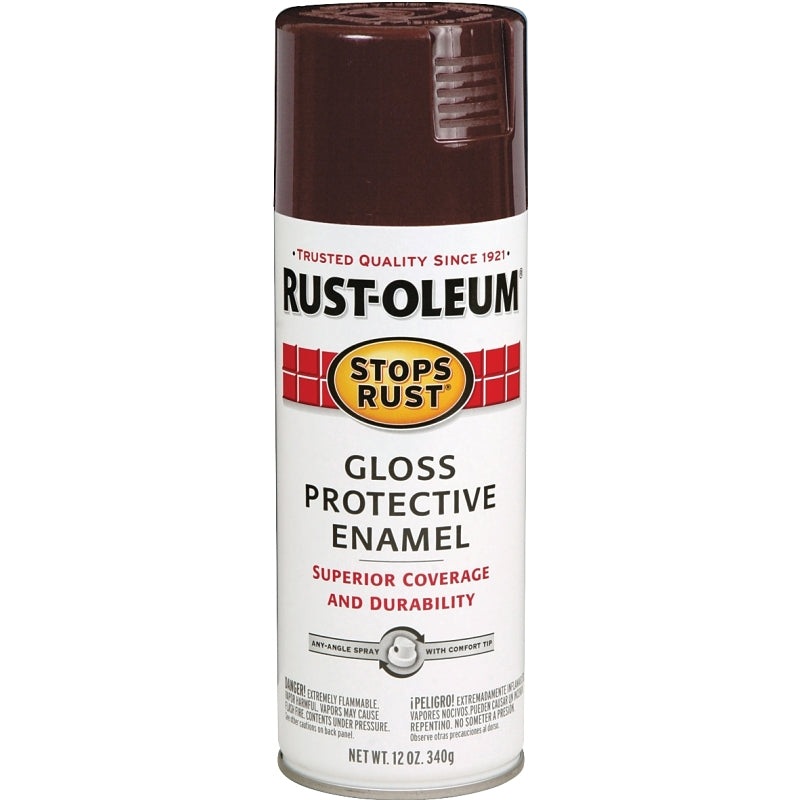 Rust-Oleum 267112 Rust Preventative Spray Paint, 12 oz Can, 6 to 10 sq-ft Coverage Area, Oil Base, Gloss, Kona Brown