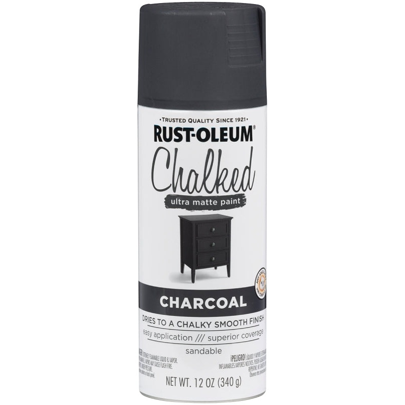 Rust-Oleum 302590 Chalk Spray Paint, Ultra Matte, Charcoal, 12 oz, Can