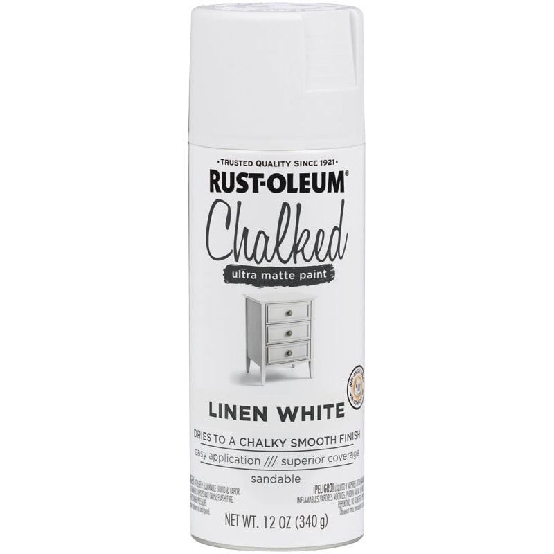 Rust-Oleum 302591 Chalk Spray Paint, Ultra Matte, Linen White, 12 oz, Can