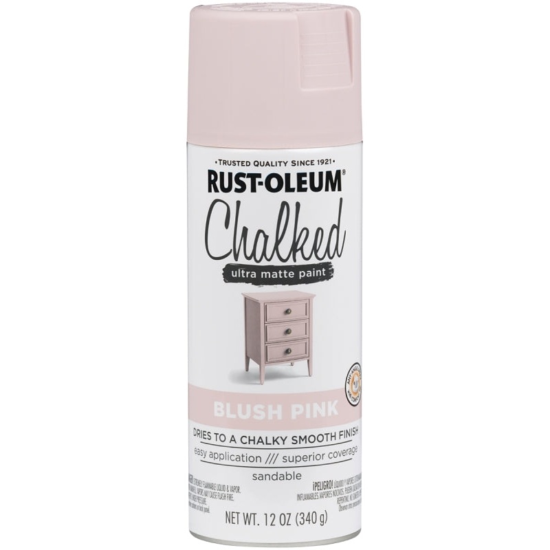Rust-Oleum 302594 Chalk Spray Paint, Ultra Matte, Blush Pink, 12 oz, Can