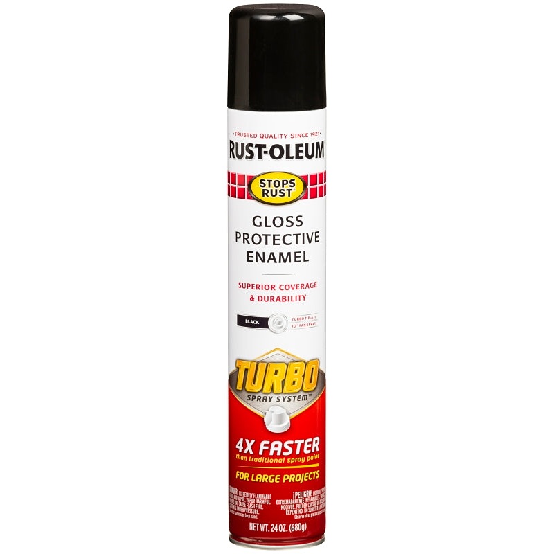 Rust-Oleum 334128 Rust Preventative Spray Paint, Gloss, Black, 24 oz, Can Turbo, Pack of 6