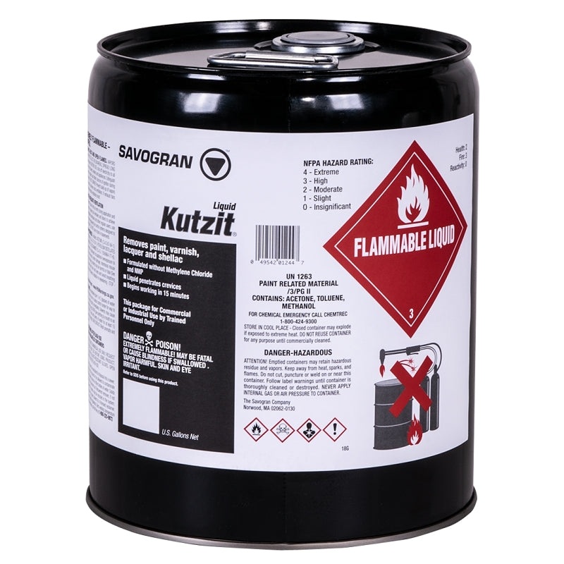 Savogran 01244 Paint/Varnish Remover, Blue, 5 gal, Drum, Liquid, Aromatic