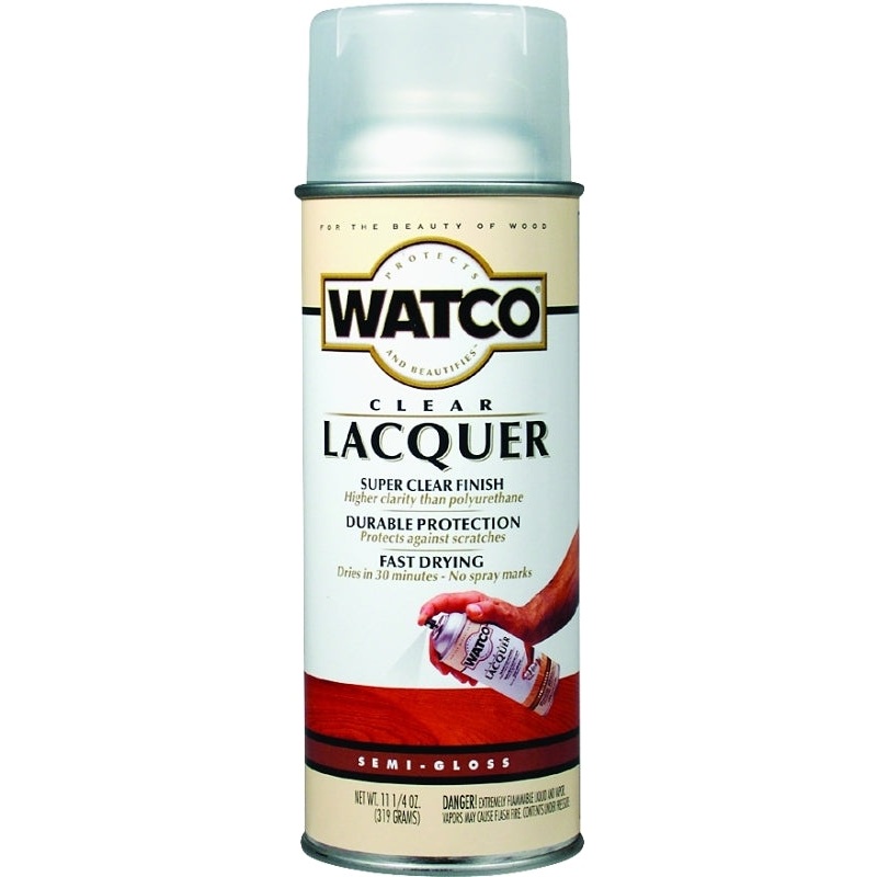 Watco 63181 Lacquer Spray Paint, Semi-Gloss, Liquid, Clear, 11.25 oz, Aerosol Can