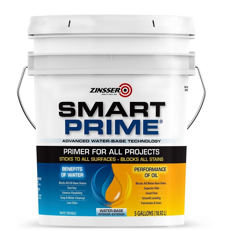 Zinsser 249728 Primer, 400 sq-ft/gal Coverage Area, White, 5 gal