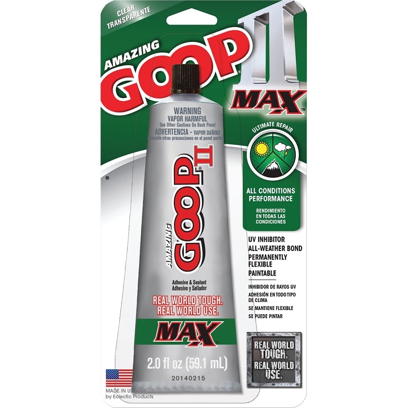 Amazing Goop II MAX 801400 Ultimate Repair Glue, Clear, 2 fl-oz, Tube