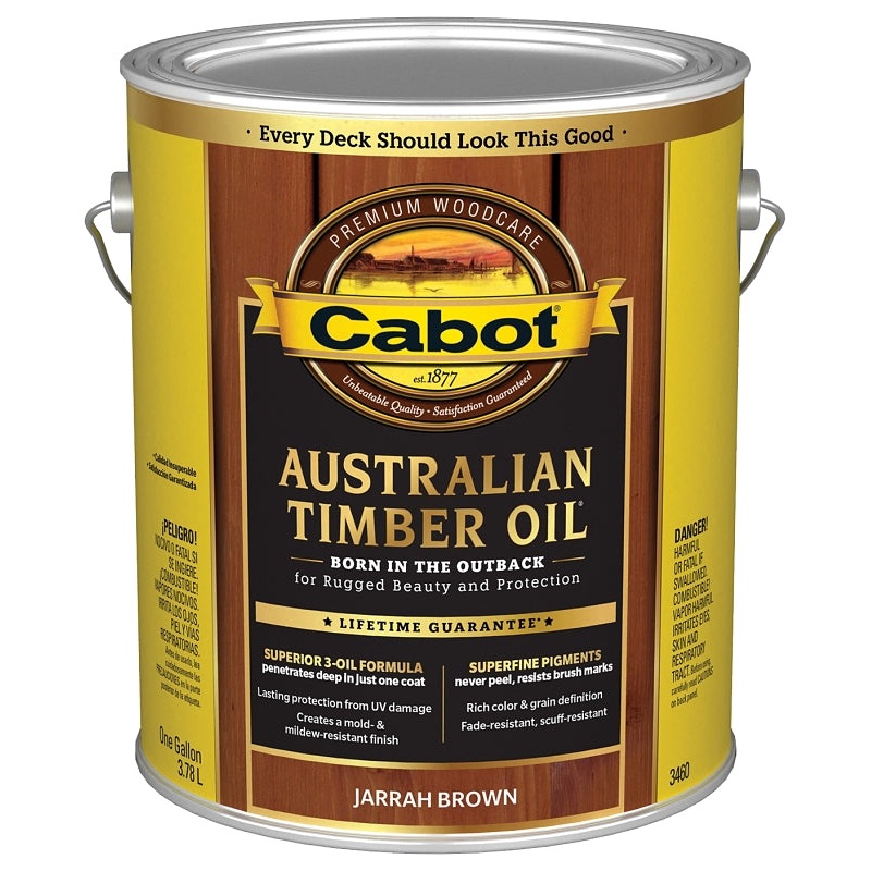 Cabot 140.0003460.007 Australian Timber Oil, Jarrah Brown, Liquid, 1 gal, Can, Pack of 4