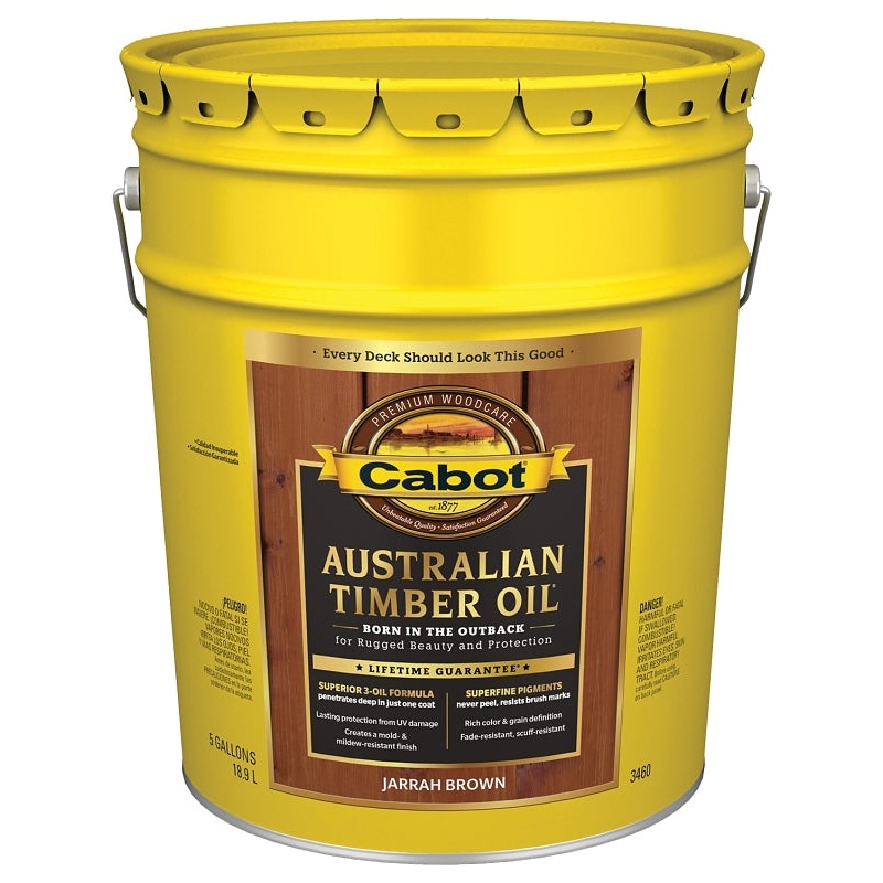 Cabot 140.0003460.008 Australian Timber Oil, Jarrah Brown, 5 gal Pail, Liquid