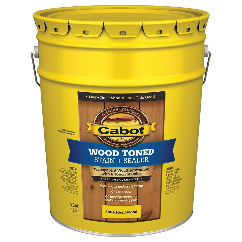 Cabot 3000 Series 140.0003004.008 Exterior Stain, Wood Toned, Heartwood, Liquid, 5 gal, Pail