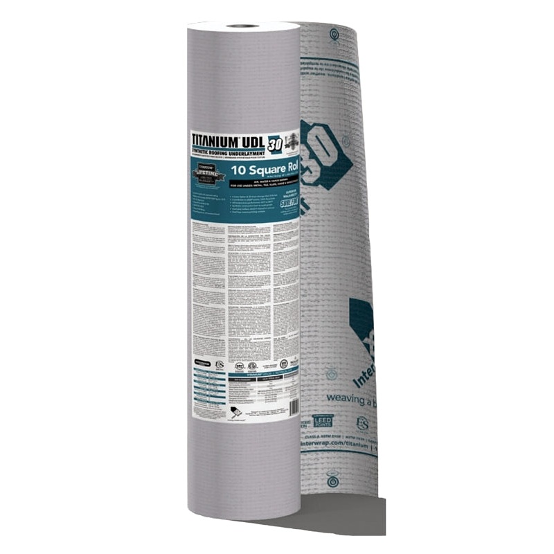 Interwrap UDL30 Roof Underlayment Roll, 250 ft L, 48 in W, Synthetic, Gray