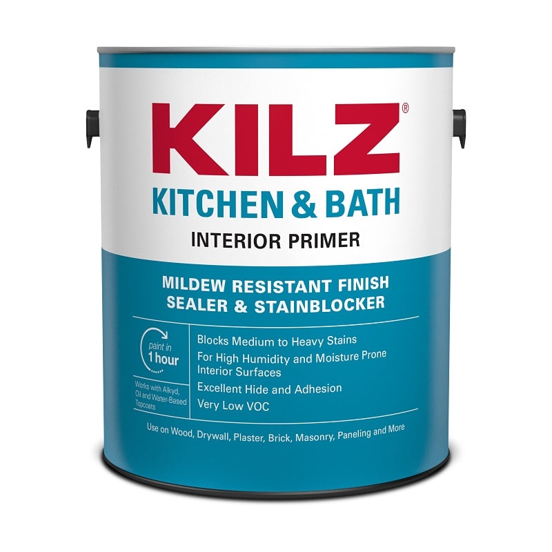 Kilz L204511 Primer, Water Base, White, 1 gal, Can, Pack of 4