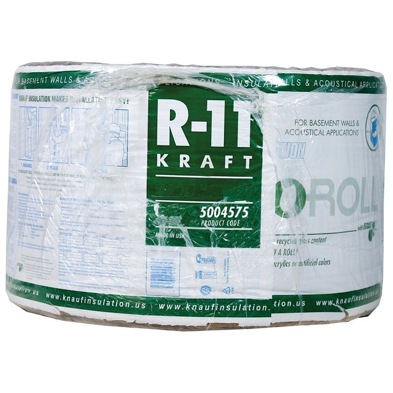Knauf Insulation ECOROLL KR42E/TAK Insulation, 70-1/2 ft L, 23 in W, R11 R-Value, Fiberglass/Steel, Brown