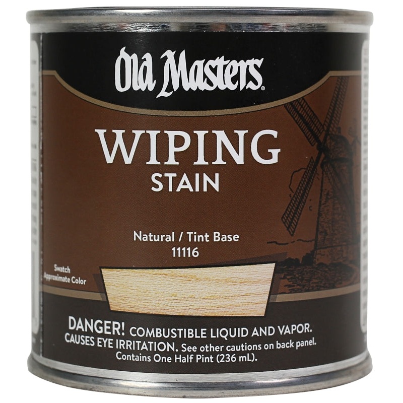 Old Masters 11116 Wiping Stain, Natural Tint Base, Liquid, 0.5 pt, Can