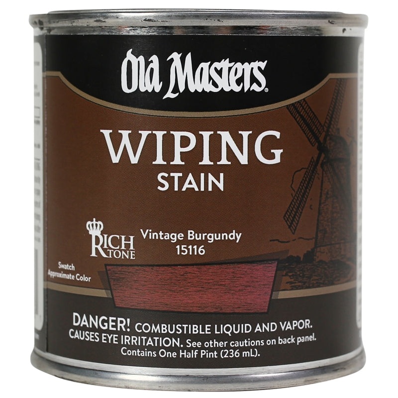 Old Masters 15116 Wiping Stain, Vintage Burgundy, Liquid, 0.5 pt, Can