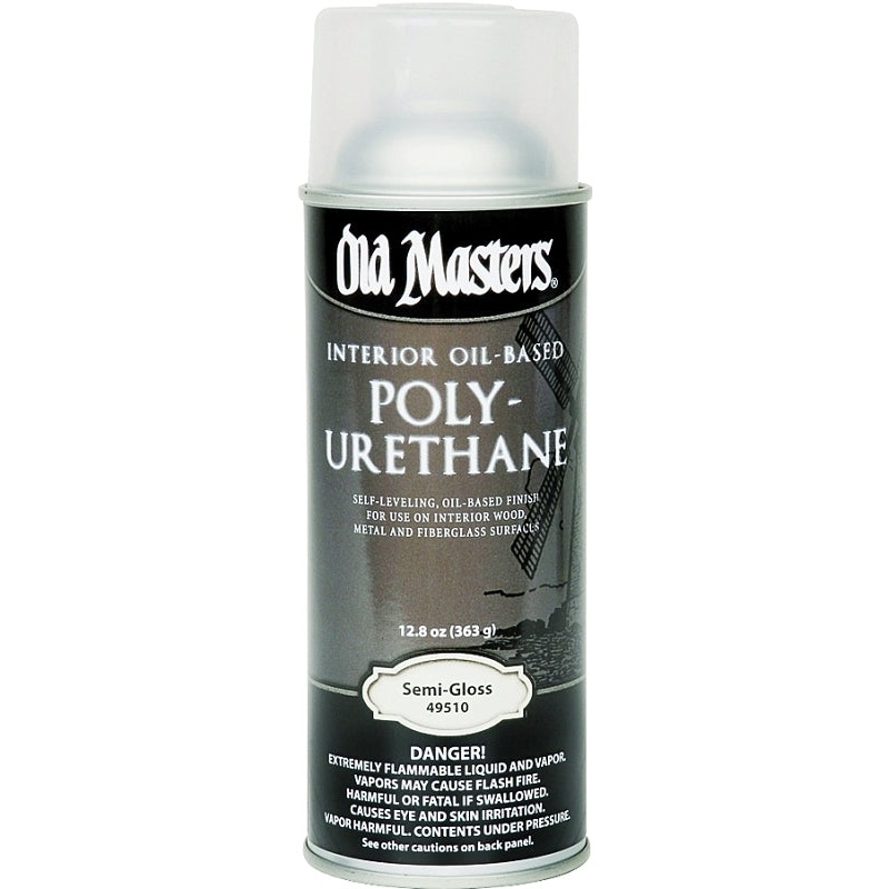 Old Masters 49510 Interior Polyurethane, Semi-Gloss, Liquid, Clear, 13 oz, Aerosol Can