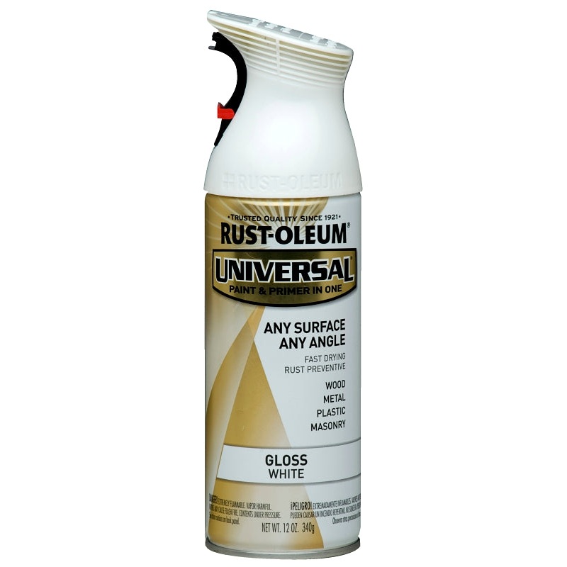 Rust-Oleum 245199 Enamel Spray Paint, Gloss, Pure White, 12 oz, Can