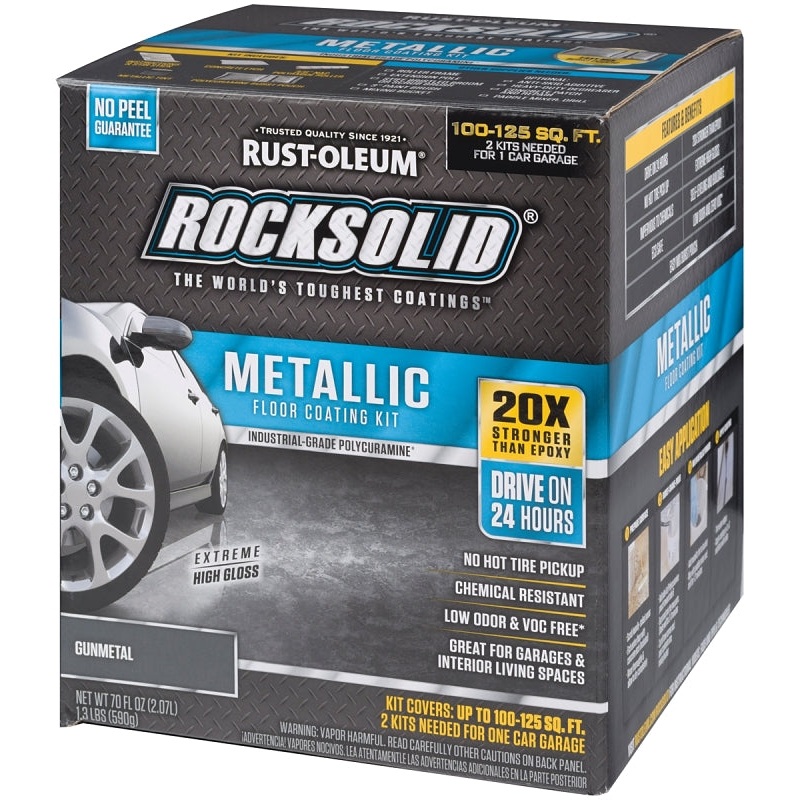 Rust-Oleum 299743 Floor Coating Kit, High-Gloss, Gunmetal, Liquid, 70 oz