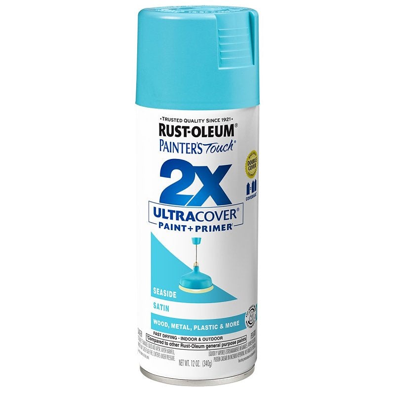 Rust-Oleum Painter’s Touch 2X Ultra Cover 334050 Spray Paint, Gloss, Seaside, 12 oz, Aerosol Can