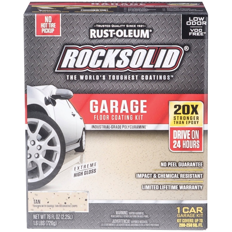 RUST-OLEUM ROCKSOLID 60007 Floor Coating Kit, High-Gloss, Tan, 76 oz