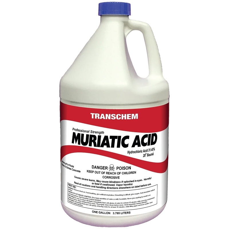 Sunbelt Chemicals MA1 Muriatic Acid, Liquid, Acrid, Pungent, Clear, 1 gal, Bottle, Pack of 4
