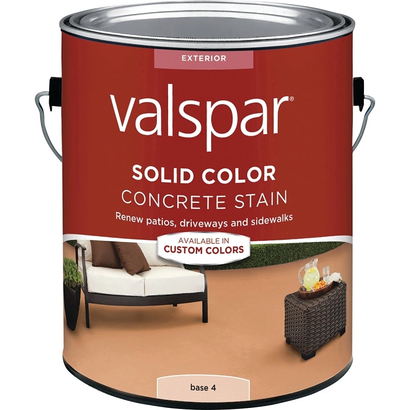 Valspar 024.1082324.007 Solid Concrete Stain, Low Gloss, Liquid, 1 gal, Pack of 4