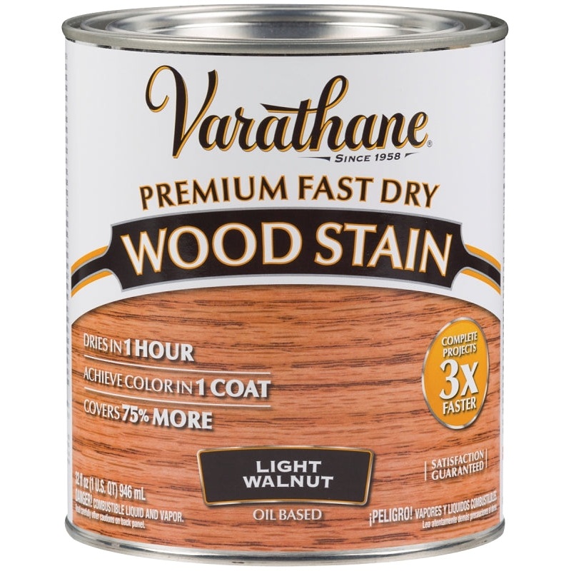 Varathane 262015 Wood Stain, Light Walnut, Liquid, 1 qt, Can
