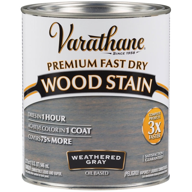 Varathane 269394 Wood Stain, Weathered Gray, Liquid, 1 qt, Can, Pack of 2