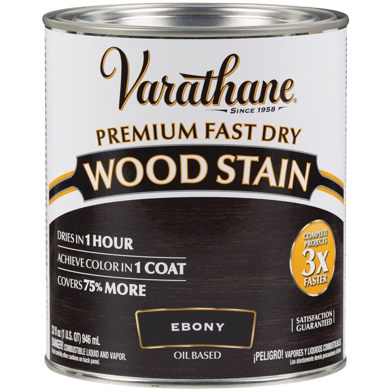 Varathane 269395 Wood Stain, Ebony, Liquid, 1 qt, Can, Pack of 2