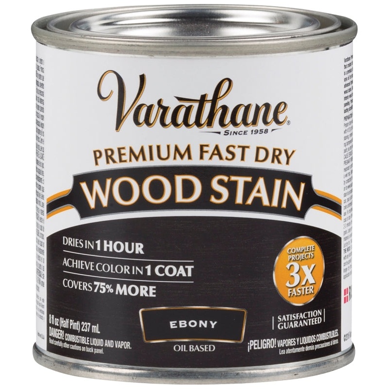 Varathane 269400 Wood Stain, Ebony, Liquid, 0.5 pt, Can