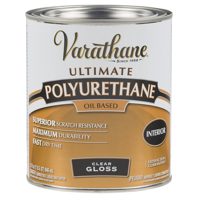 Varathane 9041H Polyurethane Wood Finish Paint, Gloss, Liquid, Clear, 1 qt, Can