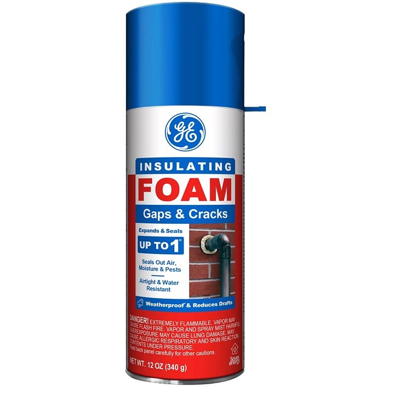 GE Gaps and Cracks 2844271 Insulating Foam, White, 7 to 10 min Functional Cure, 12 fl-oz Aerosol Can, Pack of 12
