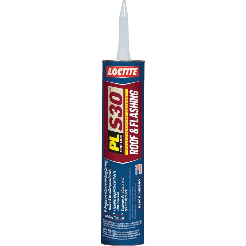 Loctite PL S30 Series 1618181 Roof and Flashing Sealant, Black, Paste, 10 fl-oz Cartridge, Pack of 12