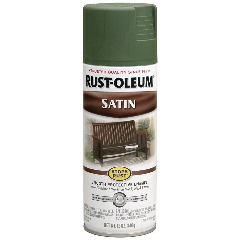 Rust-Oleum 7737830 Rust Preventative Spray Paint, Low Satin, Spruce, 12 oz, Can
