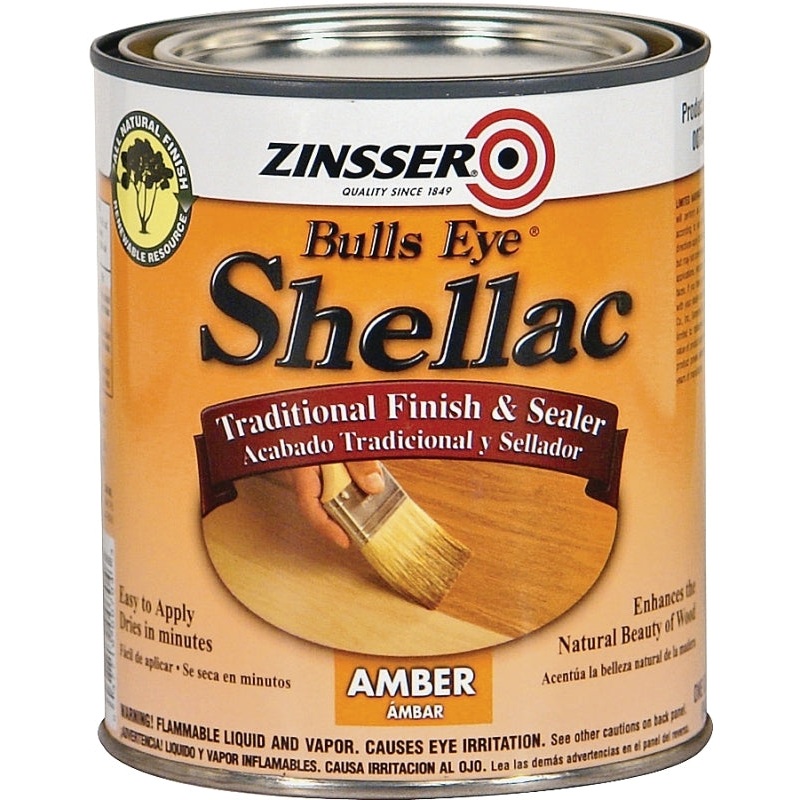 Zinsser 704H Shellac, Mid-Tone, Amber, Liquid, 1 qt, Can